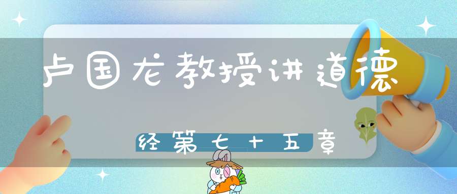 卢国龙教授讲道德经第七十五章