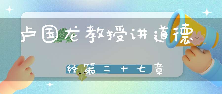 卢国龙教授讲道德经第二十七章