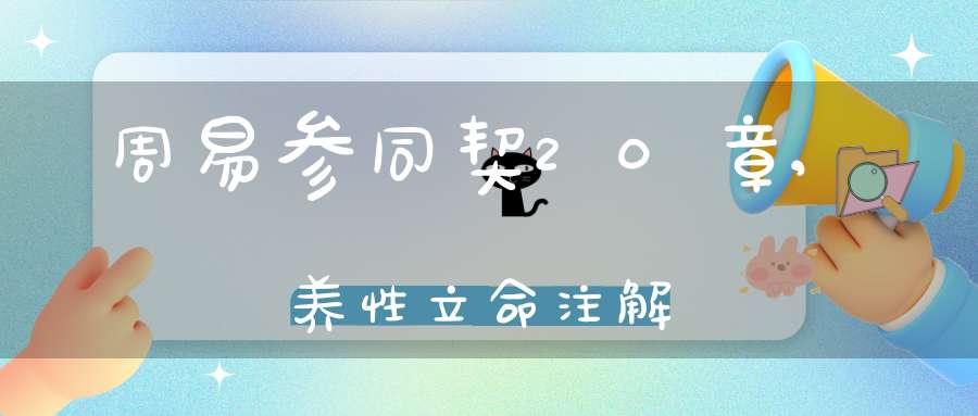 周易参同契20章,养性立命注解