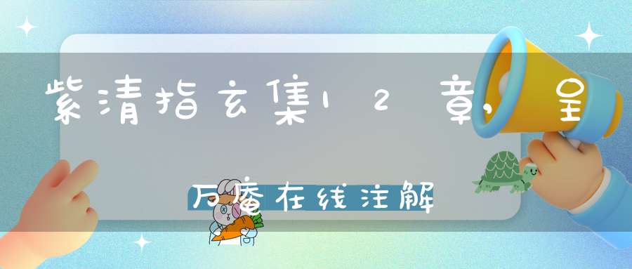 紫清指玄集12章,呈万庵在线注解