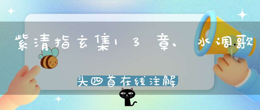 紫清指玄集13章,水调歌头四首在线注解