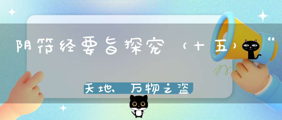 阴符经要旨探究（十五）“天地,万物之盗；万物,人之盗；人,万物之盗。”